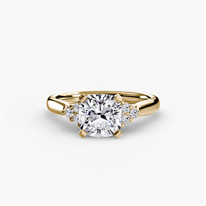 Solitaire with diamond Cluster Shoulders