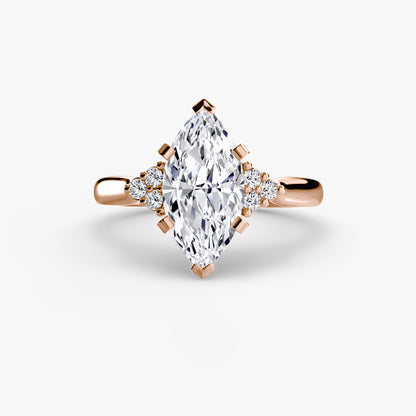 Solitaire with diamond Cluster Shoulders