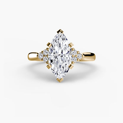 Solitaire with diamond Cluster Shoulders