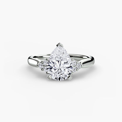 Solitaire with diamond Cluster Shoulders