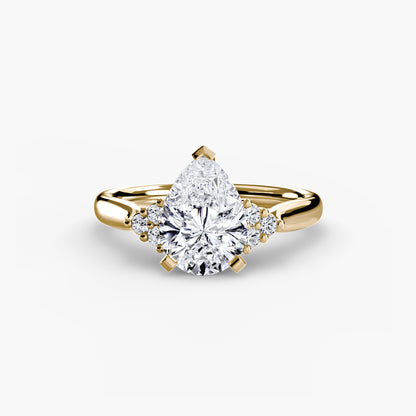 Solitaire with diamond Cluster Shoulders