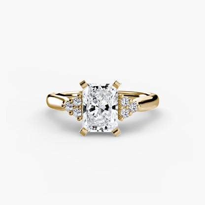 Solitaire with diamond Cluster Shoulders