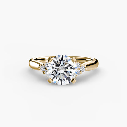 Solitaire with diamond Cluster Shoulders