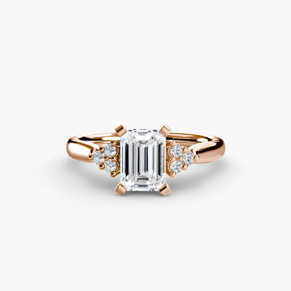 Solitaire with diamond Cluster Shoulders