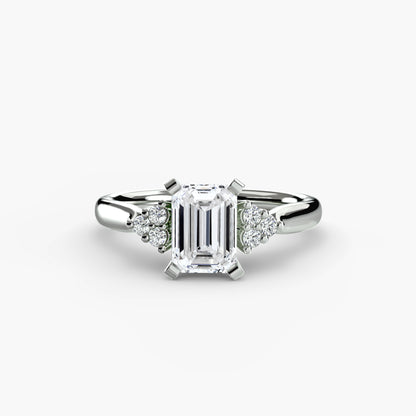 Solitaire with diamond Cluster Shoulders