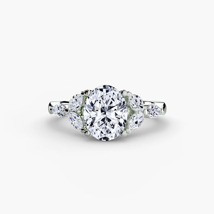 Magnolia blossom diamond Cluster Ring