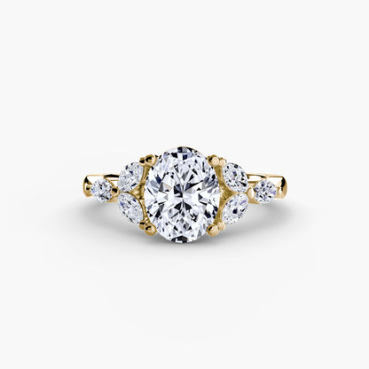 Magnolia blossom diamond Cluster Ring