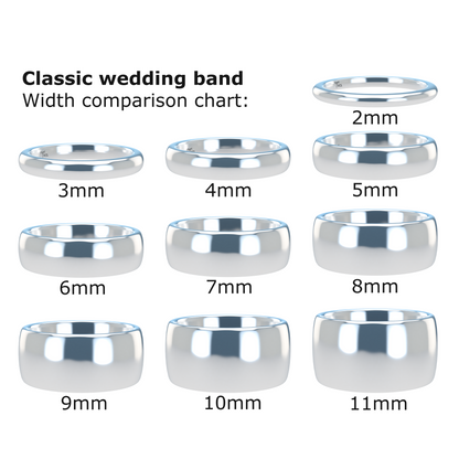 Classic round wedding band wide - 2mm to 11mm