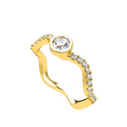 Customizable Diamond Bezel/Prong Wave stacking Ring - ™ Joaillerie VCL