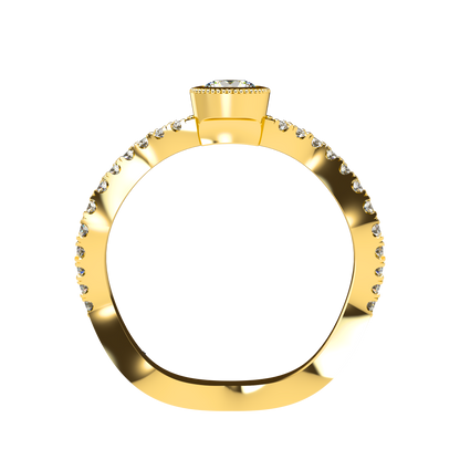 Customizable Diamond Bezel/Prong Wave stacking Ring - ™ Joaillerie VCL