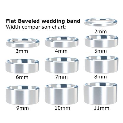 Flat bevel wedding band wide - 2mm to 11mm