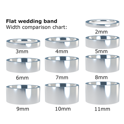 Flat wedding band wide - 2mm to 11mm