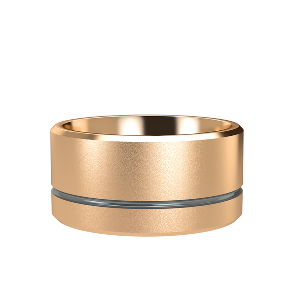 Grooved 10mm Pink Gold Band