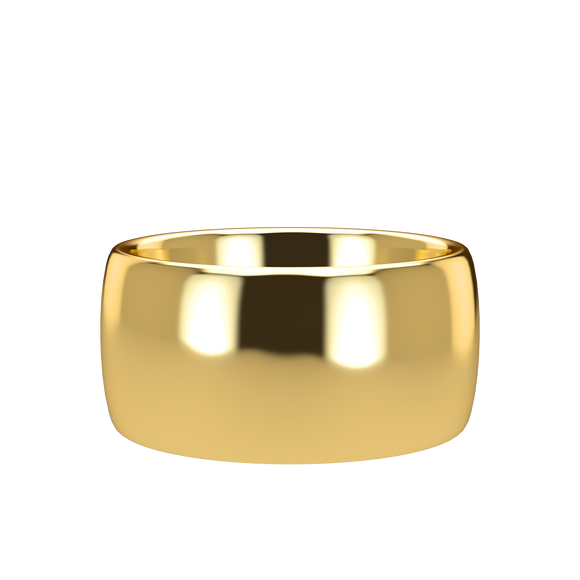 Domed 10mm Yellow Gold Band