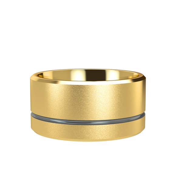 Grooved 10mm Yellow Gold Band