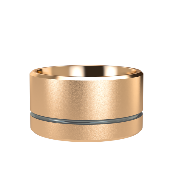 Grooved 11mm Pink Gold Band