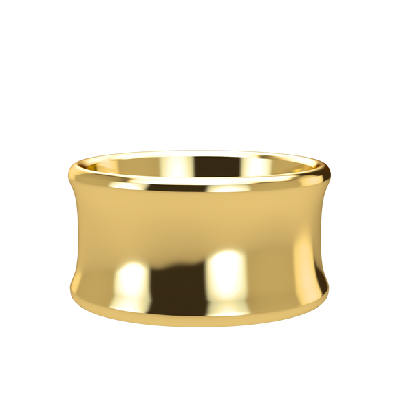 Concave 11mm Yellow Gold Band