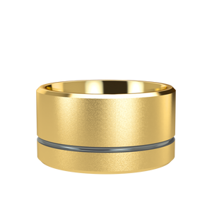 Grooved 11mm Yellow Gold Band