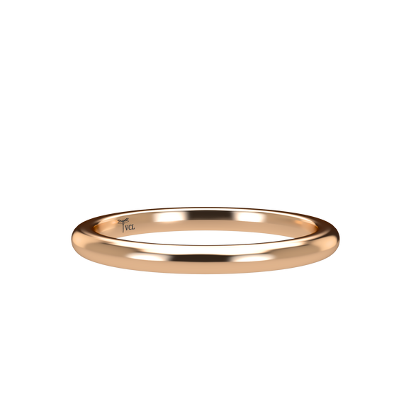 Domed 2mm Pink Gold Band