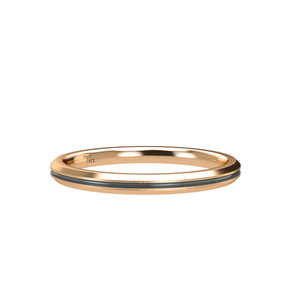 Grooved 2mm Pink Gold Band