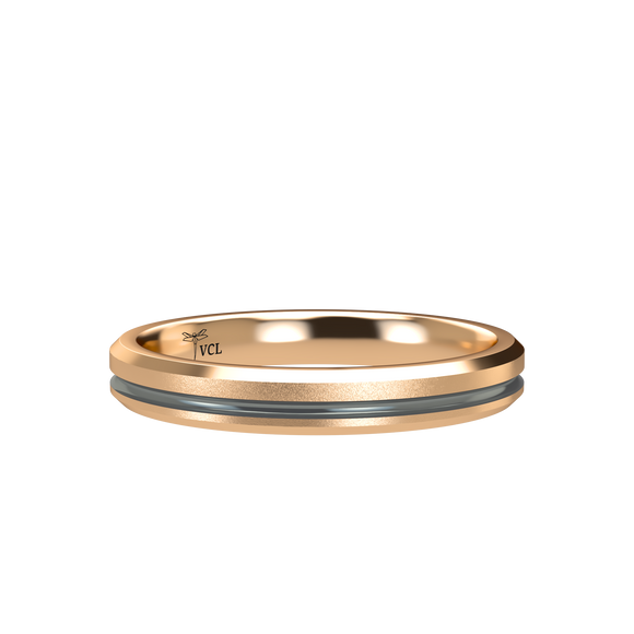 Grooved 3mm Pink Gold Band