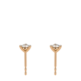 3 Prongs Diamond Studs In 18 Pink Gold