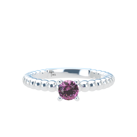 Pink Sapphire Bubble Stackable Prongs Solitaire