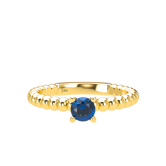 Blue Sapphire Bubble Stackable Prongs Solitaire