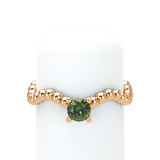 Green Sapphire Bubble Wave Stackable Prongs Solitaire