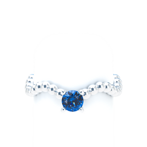 Blue Sapphire Bubble Wave Stackable Prongs Solitaire