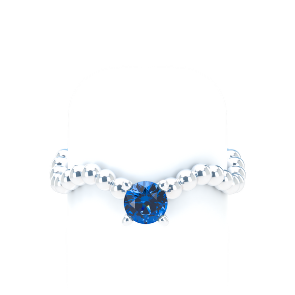 Blue Sapphire Bubble Wave Stackable Prongs Solitaire