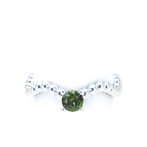 Green Sapphire Bubble Wave Stackable Prongs Solitaire