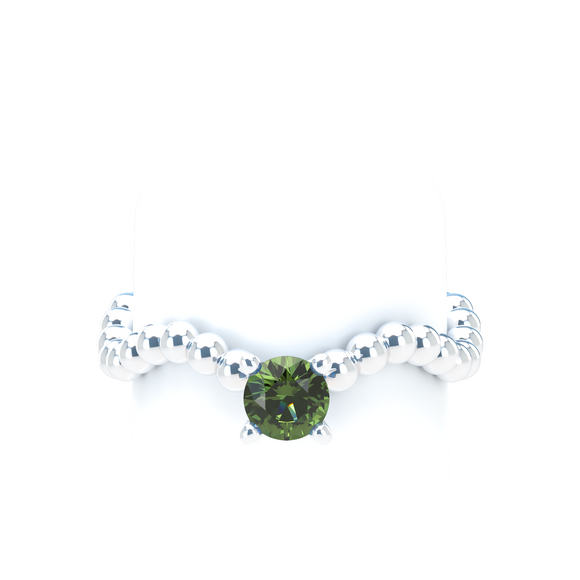 Green Sapphire Bubble Wave Stackable Prongs Solitaire