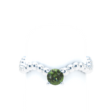 Green Sapphire Bubble Wave Stackable Prongs Solitaire