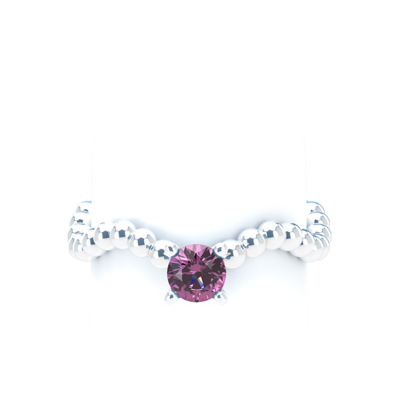 Pink Sapphire Bubble Wave Stackable Prongs Solitaire