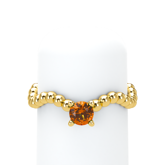 Orange Sapphire Bubble Wave Stackable Prongs Solitaire