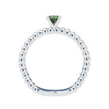 Green Sapphire Bubble Wave Stackable Prongs Solitaire