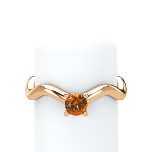 Orange Sapphire Plain Wave Stackable Prongs Solitaire