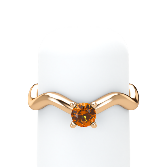 Orange Sapphire Plain Wave Stackable Prongs Solitaire