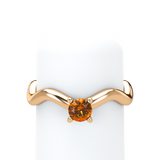 Orange Sapphire Plain Wave Stackable Prongs Solitaire