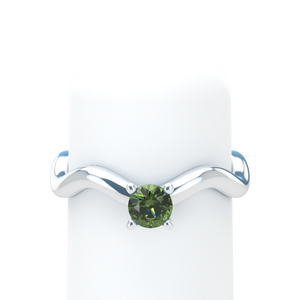 Green Sapphire Plain Wave Stackable Prongs Solitaire