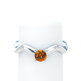 Orange Sapphire Plain Wave Stackable Prongs Solitaire