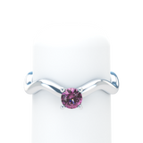 Pink Sapphire Plain Wave Stackable Prongs Solitaire