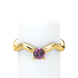 Pink Sapphire Plain Wave Stackable Prongs Solitaire