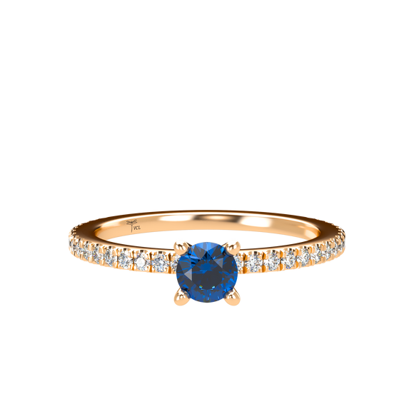 Blue Sapphire Pavé Stackable Prongs Solitaire