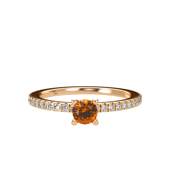 Orange Sapphire Pavé Stackable Prongs Solitaire