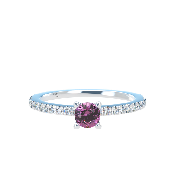 Pink Sapphire Pavé Stackable Bezel Solitaire