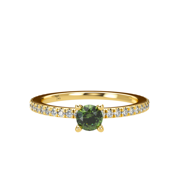 Green Sapphire Pavé Stackable Prongs Solitaire