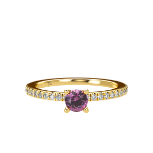 Pink Sapphire Pavé Stackable Bezel Solitaire