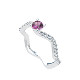 Pink Sapphire Pavé Wave Stackable Prongs Solitaire